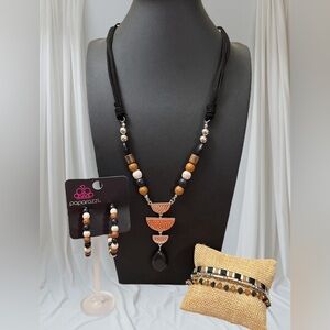 Black and brown Beaded Necklace Set